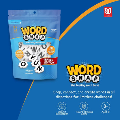 Word Strategy Game with Travel Bag, Word Puzzle for Adults, Family, and Kids, Fun Game for Ages 8+, 1-4 Players