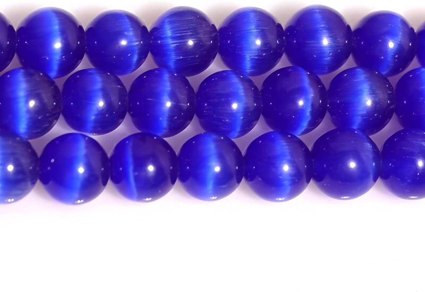 HAAMIIQII 8mm Light Blue Cat Eye Glass Round Crystal Stone Loose Gemstone Beads for Jewelry Making Bracelets Necklaces Earrings Crafts (45-50pcs)