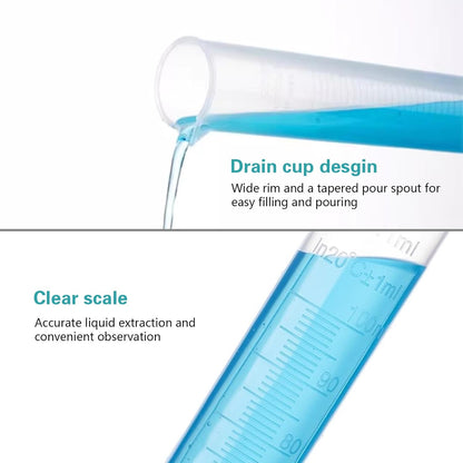 Plastic Graduated Cylinder and Beaker Set, 10ml 25ml 50ml 100ml Graduated Cylinders, 50ml 100ml 250ml 500ml 1000ml Plastic Science Beakers, Ideal for School and Kid Science Lab