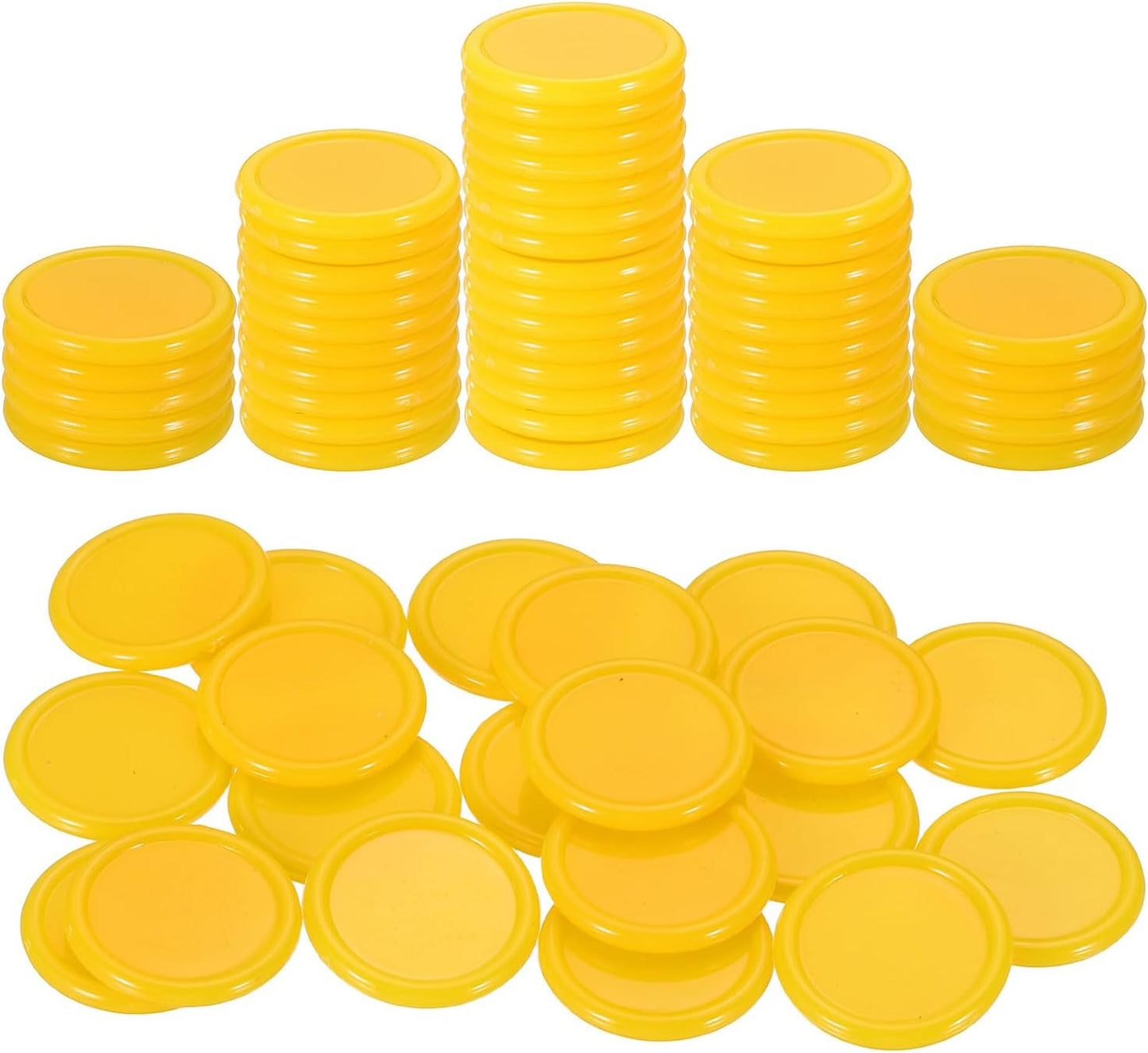 uxcell 100Pcs 0.8 Inch Plastic Poker Chips, Mini Bingo Chips Learning Counters Counting Counters Disks Markers Opaque Game Tokens for Game Play Math Counting, Yellow