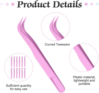 Ymapinc 12 Pcs Plastic Tweezers for Crafting, Bead Craft Tweezers, Plastic Tongs, Art Tweezer for Jewelry Making,Crafts & Baking