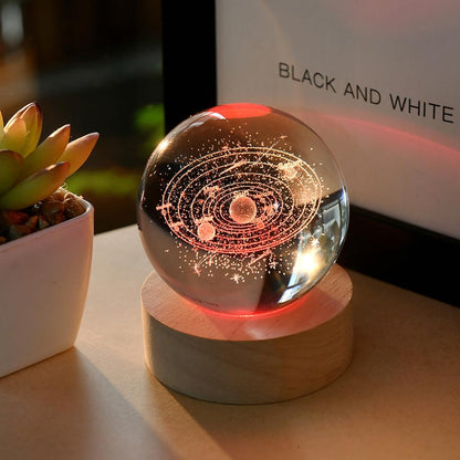 3D Solar System Crystal Ball Space Lover Model Themed Gifts 3D Planets Glass Ball 60mm Decorative Sphere Decor Astronomy Birthday Gift