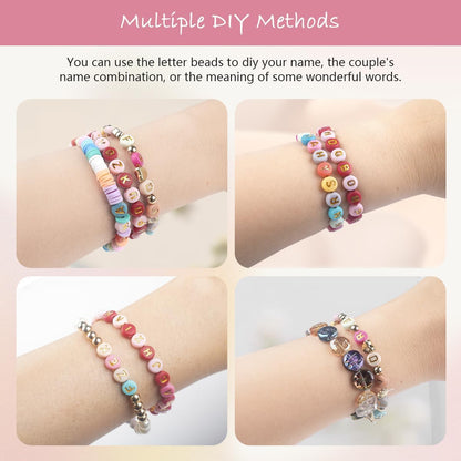 SUTOUG 1000PCS Colourful Letter Beads for Threading, 4 x 7 MM Acrylic Round Alphabet Beads for Jewellery DIY Making Crafts Bracelets Necklaces Ornaments