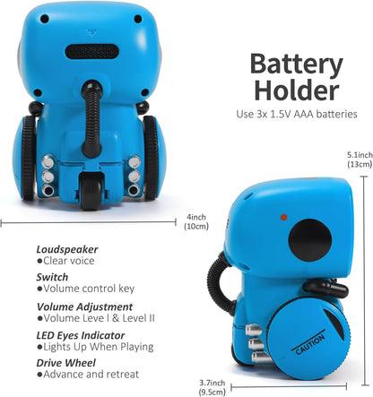 GILOBABY Interactive Talking Robot for Boys, Smart Toy with Touch Control, Playback Mode, Dancing, Singing, Educational Gift for 3-7 Year Old Kids (Blue)
