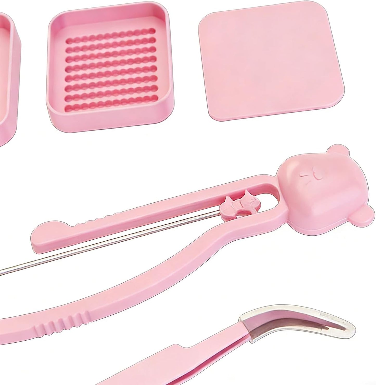 Ironing Bead Tools, Professional Hobbyist Tweezers for Kids with Organizer, Lightweight Construction for Steady Handling, Pattern Making Gear, 150g Set Pink