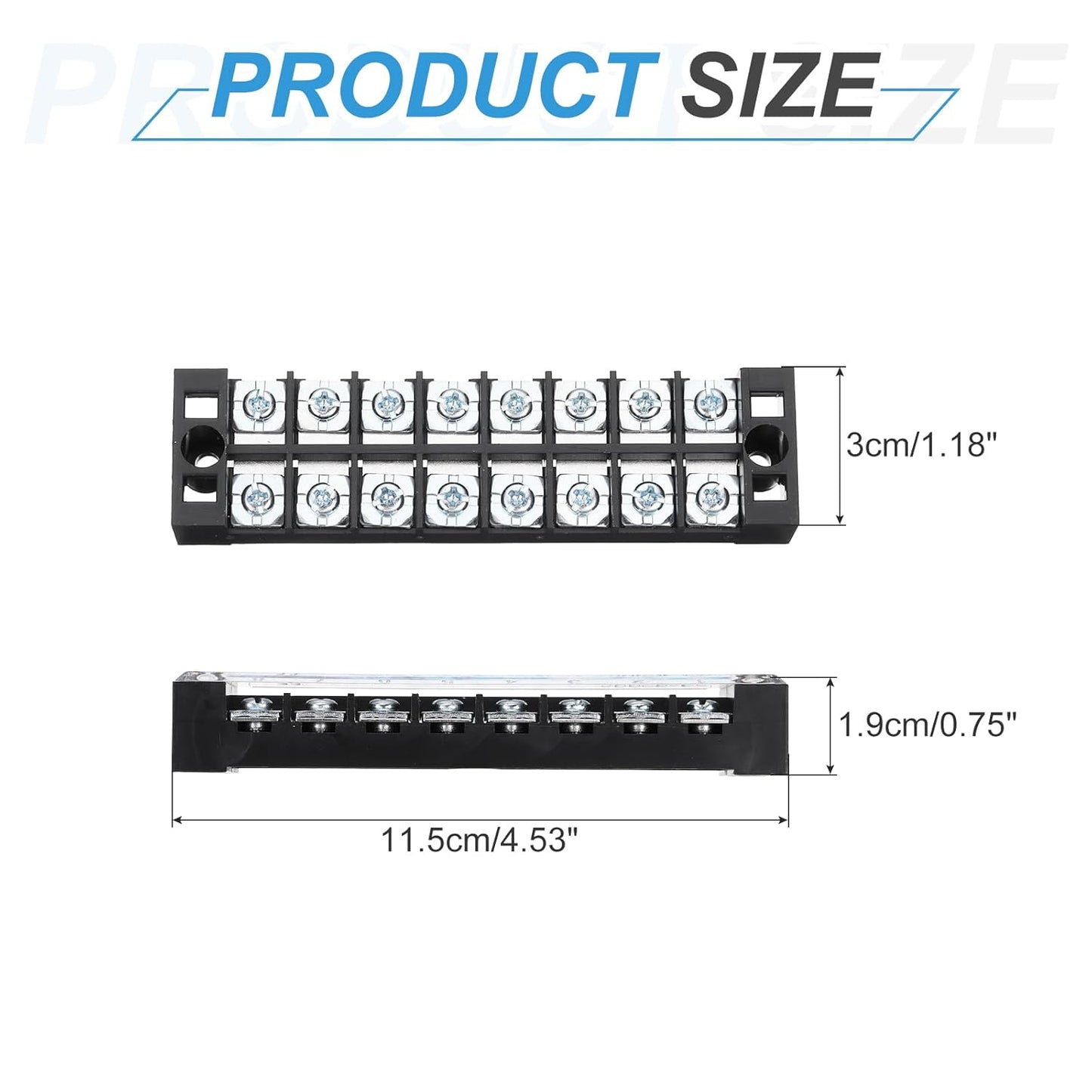 uxcell 10 Pcs Barrier Terminal Strip Block 600V 25A Dual Rows 8 Positions Rail Base Screw Connector(The Shell is Made of Flame Retardant and Heat Resistant Material)