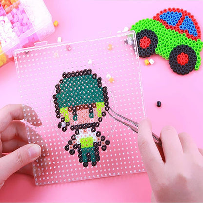 GALPADA 14Pcs Fuse Beads Boards Set with Interlocking Plastic Pegboards and Tweezers Kids Craft Beading DIY Educational Tool for Creative Projects