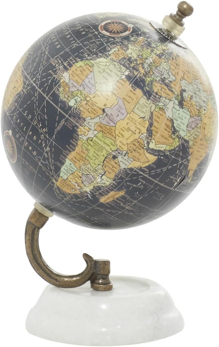 Deco 79 Marble Globe with Marble Base, 5' x 5' x 8', Teal