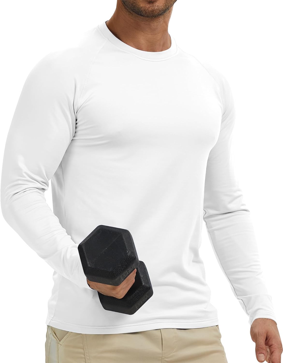 Men's Thermal Shirts Long Sleeve Fleece Lined Crew Neck Base Layer Athletic Workout Tops