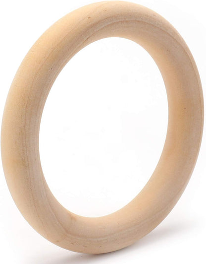 Yesland 40 Pcs Wooden Rings - 2.7 Inch/70mm Natural Solid Wood Ring Smooth Unfinished Wood Circles - Perfect for DIY Craft, Macrame, Crochet, Ring Pendant, Connectors Jewelry Making
