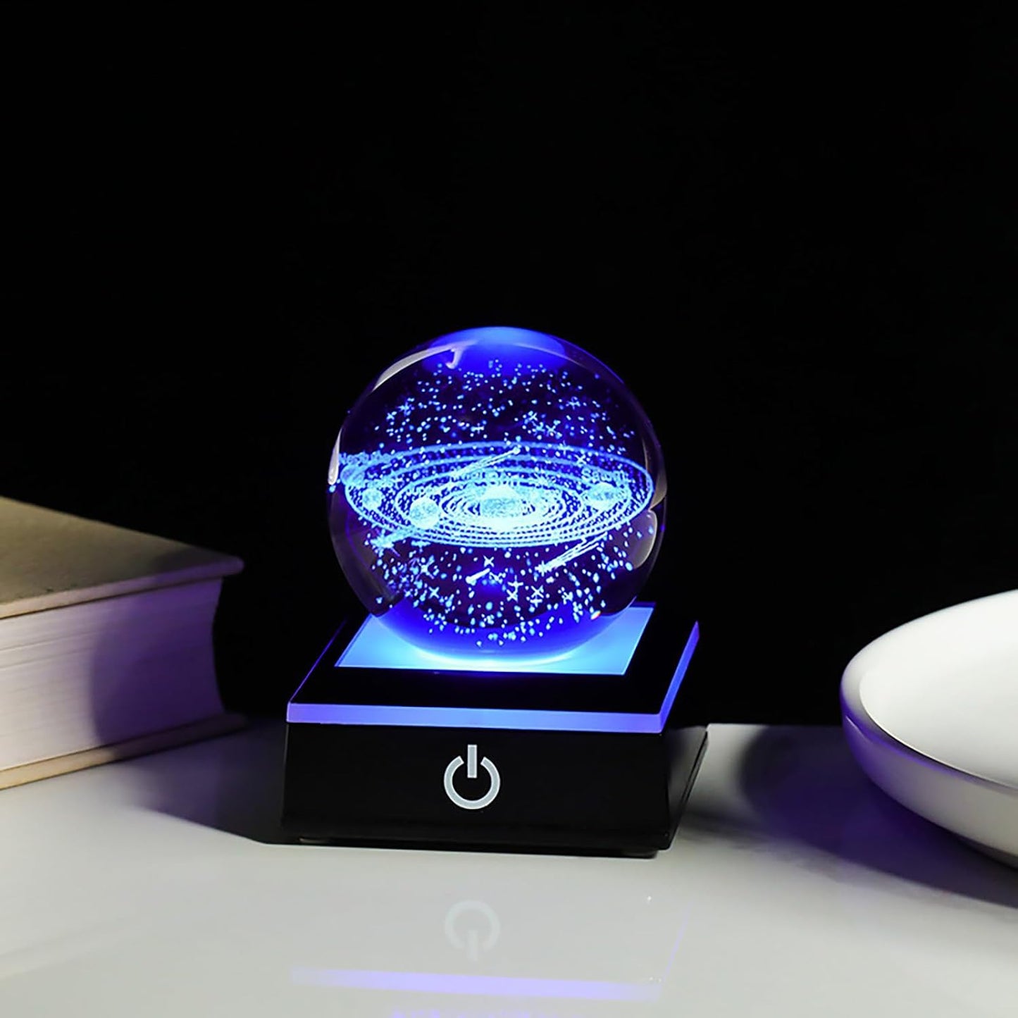 Solar System Crystal Ball Nightlight with LED Colorful Lighting, Touch Base, 3D Galaxy Crystal Ball Model Decor Science Astronomy Gift