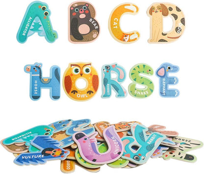 USATDD Jumbo Magnetic Letters Colorful ABC Alphabet Animal Shape Toys Large Uppercase Refrigerator Fridge Magnets Preschool Educational Toy Set Learning Spelling Game for 3 4 5 Year Old Toddler Kids