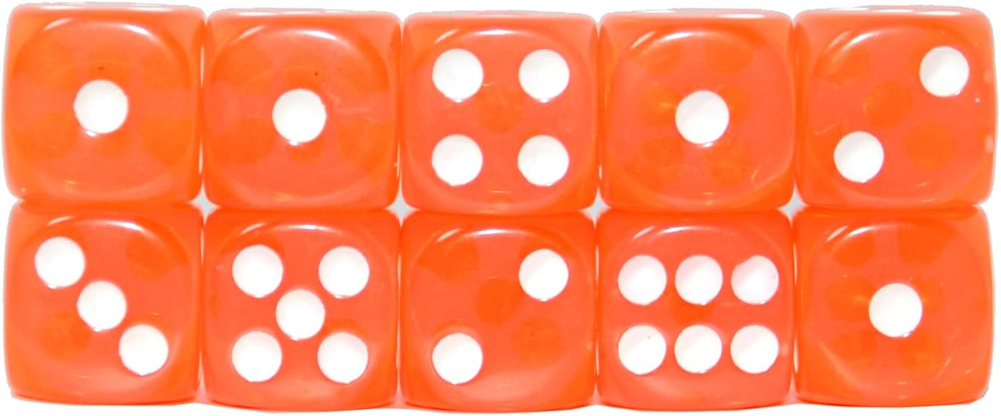 SmartDealsPro 10-Pack D6 Six Sided 16mm Transparent Dice Die for DND, MTG, RPG, Tenzi, Yahtze, Bunco, Table Borad Games, Math Teaching