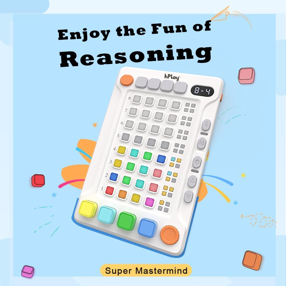 hPlay Electronic Handheld Code Breaking Game - Super Mastermind Logic Puzzle for Kids & Adults - Portable STEM Strategy Toy, 1-2 Players - Ideal Travel Game & Birthday Gift for Boys & Girls