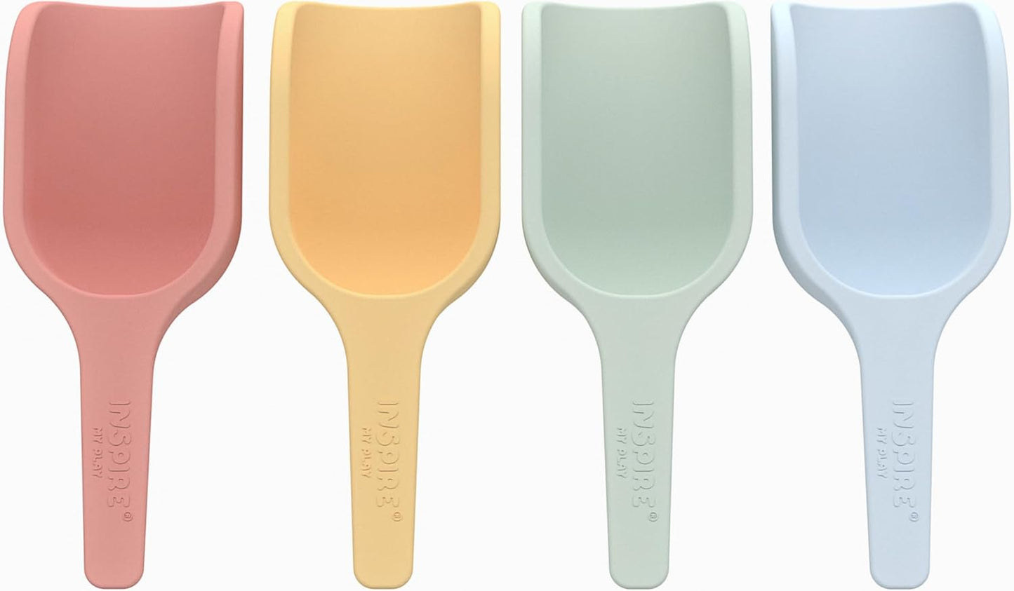 Inspire My Play - 3 x Silicone Nesting Scoops - Perfect for Sensory PlayTray - Sensory Bin Accessories - Special Education Classroom Supplies - Montessori Education Toys - Multi-Purpose Shovel - Coral