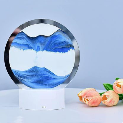 Moving Sand Art Picture Round Glass 3D Deep Sea Sandscape in Motion Display Flowing Sand Frame, Large Desktop Art Toys, Home & Office Desktop Decorations(Black, RC-Crotrol)