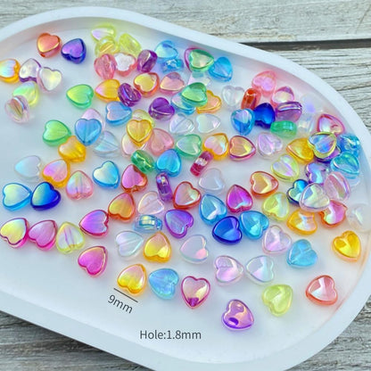 400 PCS Acrylic Heart Shape Beads AB Colors Heart Pony Spacer Beads for Jewelry Making DIY Bracelet Earring Necklace Key Chains(Deep Pink)