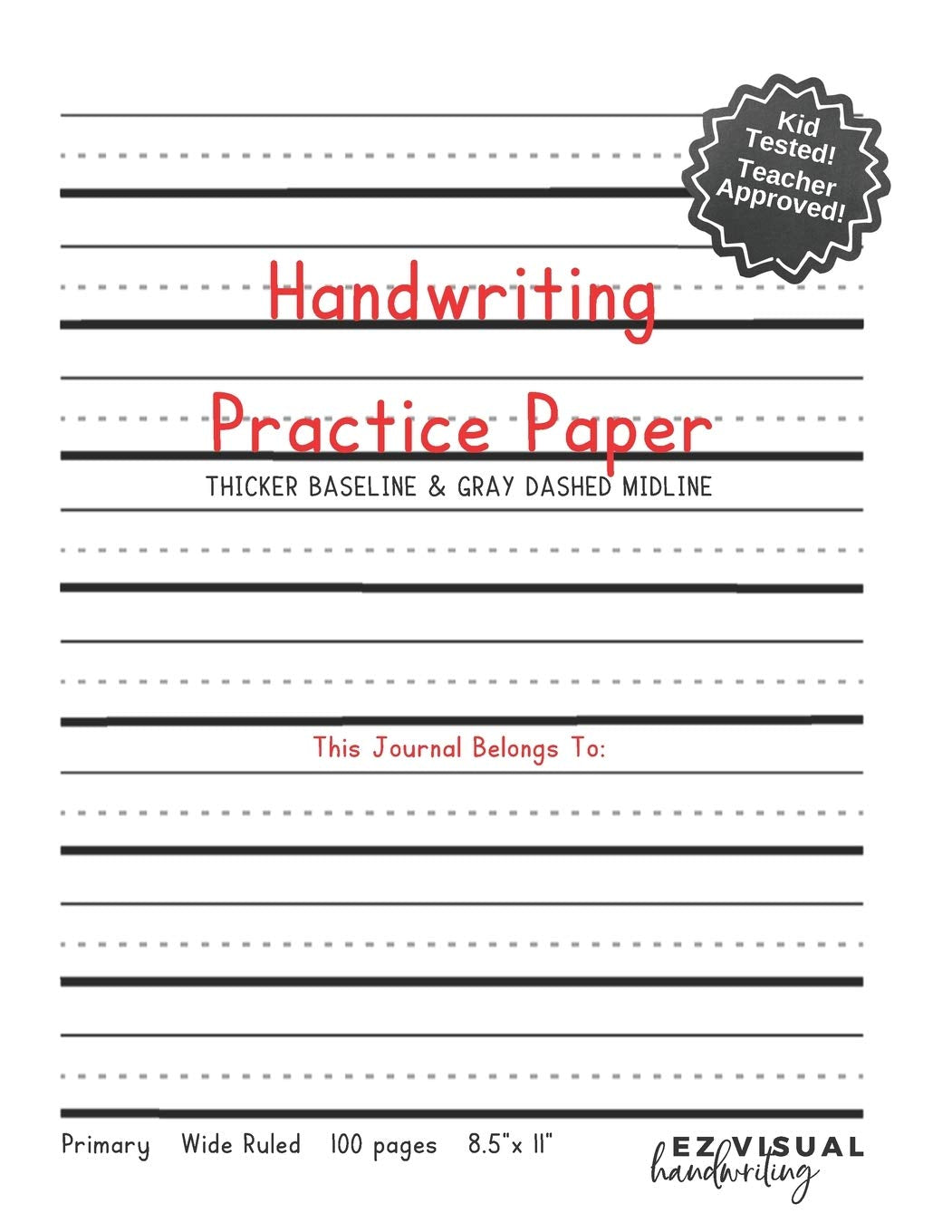 Handwriting Practice Paper | Primary Wide Ruled 8.5 x 11 100 pages: Visual Handwriting Paper Handwriting Help For Kids | Composition Notebook Improves ... Cues Aid School Home | Teacher Resource
