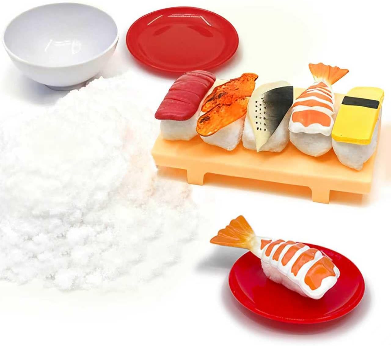 GushySnow® Latex Material Sensory bin Filler Play Sand Toy Creative Paly Realistic Food Toy for Kid,Japanese Realistic Pretend Play Sushi Set for Kid Children boy Girl 6+(Sushi Set)