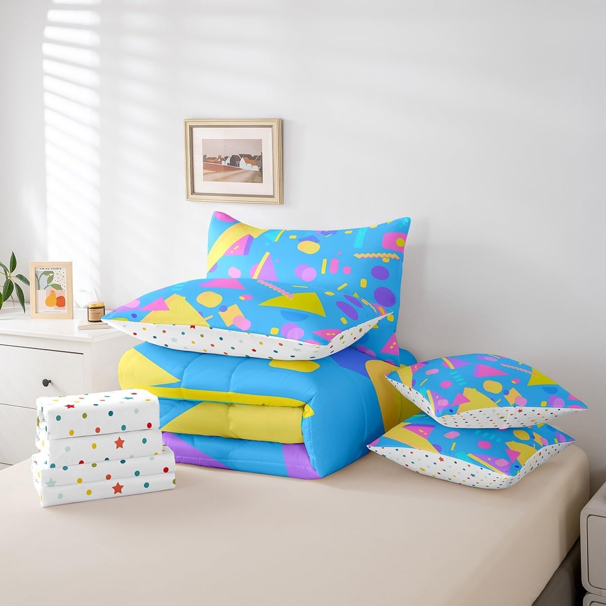 Erosebridal Chemical Equation Bed in a Bag Queen Comforter Set 7 Piece,Chemistry Bedding Sets Science Students Learning Gift Sheet Set with Comforter,Molecular Formula Education Bed Set - Colors B