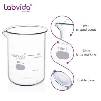12pcs 50ml Upgrated Thick Glass Beakers, Shot Glass Beaker set, 3.3 Boro Griffin Low Form, Double Scale, LVA003