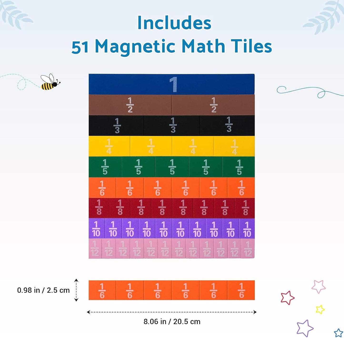 Montessori Math Magnetic Tiles Classroom Essentials Foam Tiles for Kids to Learn Fraction Equivalence and Math manipulatives Great Learning Resources for The Homeschool Curriculum