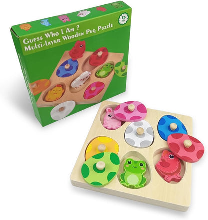 Easter Wooden Pegged Puzzles Montessori Toys for Toddlers Kids Boys Girls Easter Basket Stuffers Toys Gifts