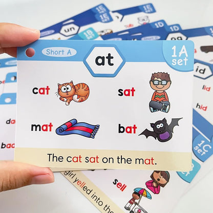 118 Phonics 65 Double-Side Flash Cards, Learn to Read in 20 Stages, CVC Digraphs Trigraph Blends Long Vowel Sounds, Phonemic Awareness, Vocabulary Building