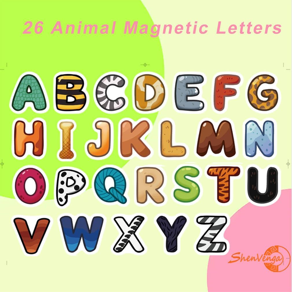 Animal Magnets Letters Refrigerator for Kids Toddlers, 32 Fridge Magnetic Animal Toys Set with Clear & Big Letters Educational Spelling Early Learning Tool