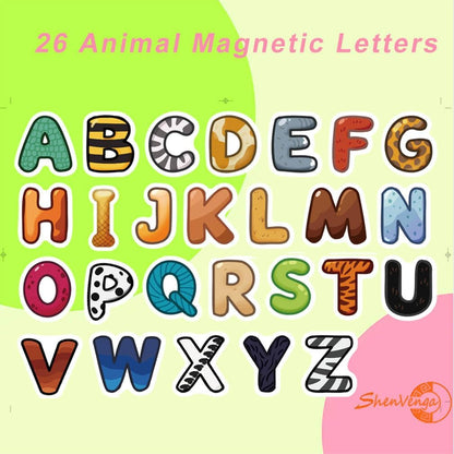 Animal Magnets Letters Refrigerator for Kids Toddlers, 32 Fridge Magnetic Animal Toys Set with Clear & Big Letters Educational Spelling Early Learning Tool