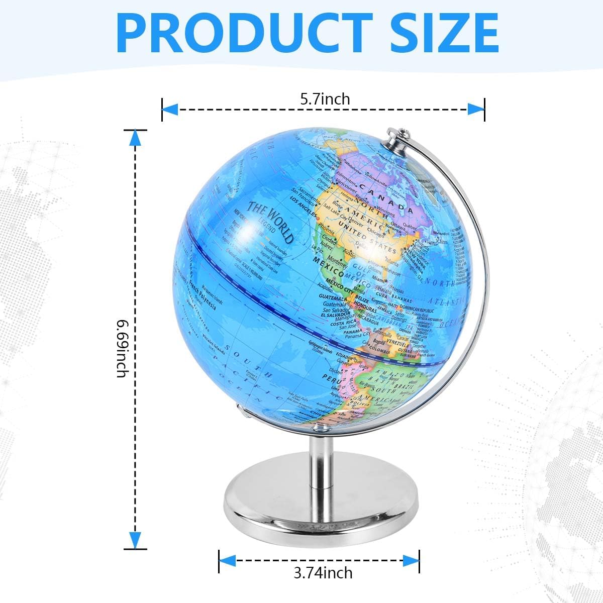 KISEER 6 Inch World Globe Rotating Earth Spinning Globe with Heavy Metal Stand for Kids Geography Classroom Education or Office Home Decorations