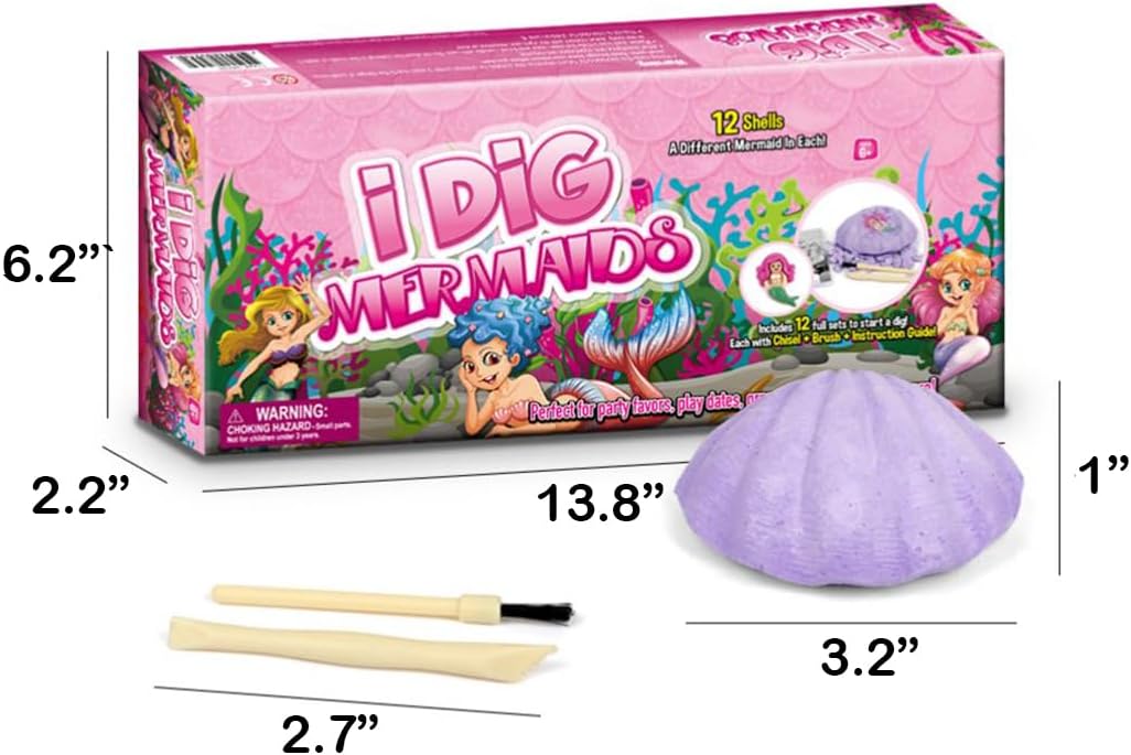Liberty Imports 12-Pack Gem Digging Kit for Kids - Exciting Gemstone Mining Adventure - Educational STEM Crystal and Mineral Excavation – Party Favor Science Toys