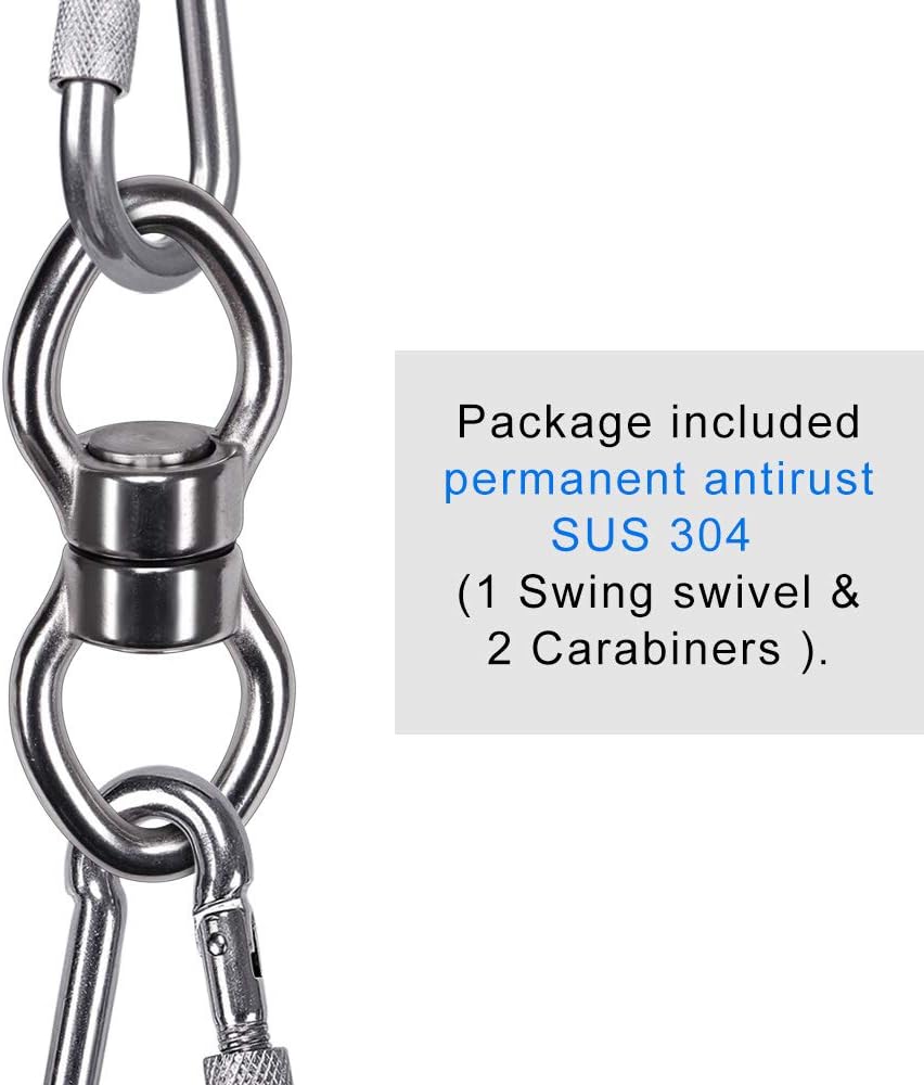 SELEWARE Silent Bearing Swing Swivel, 360° Rotational Device Hanging Accessory with Removeable Buckle for Tree Swing, Hammock Chair, Climbing Rope, Yoga, Kids Swing Swivel 1200LB Capacity, 2 Pack