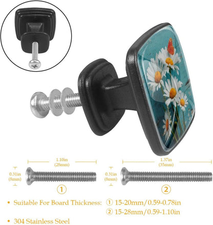 4 Pack Cabinet Knobs Drawer Pulls, 30mm Round ABS Glass Drawer Hardware Growing Purple Butterflies Cabinet Handles with Screws for Dressers Kitchens Cupboard