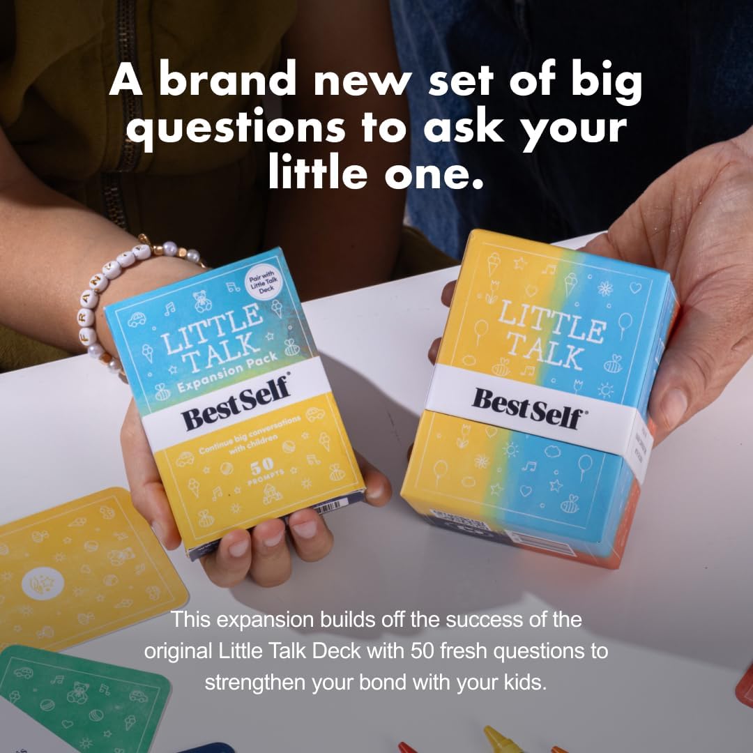 BestSelf Conversation Cards for Kids - Little Talk Expansion Pack - 50 Prompts, Ideal Classroom Must Haves and Therapy Tools, Social Skills Activities and Fun Conversation Starters for Kids