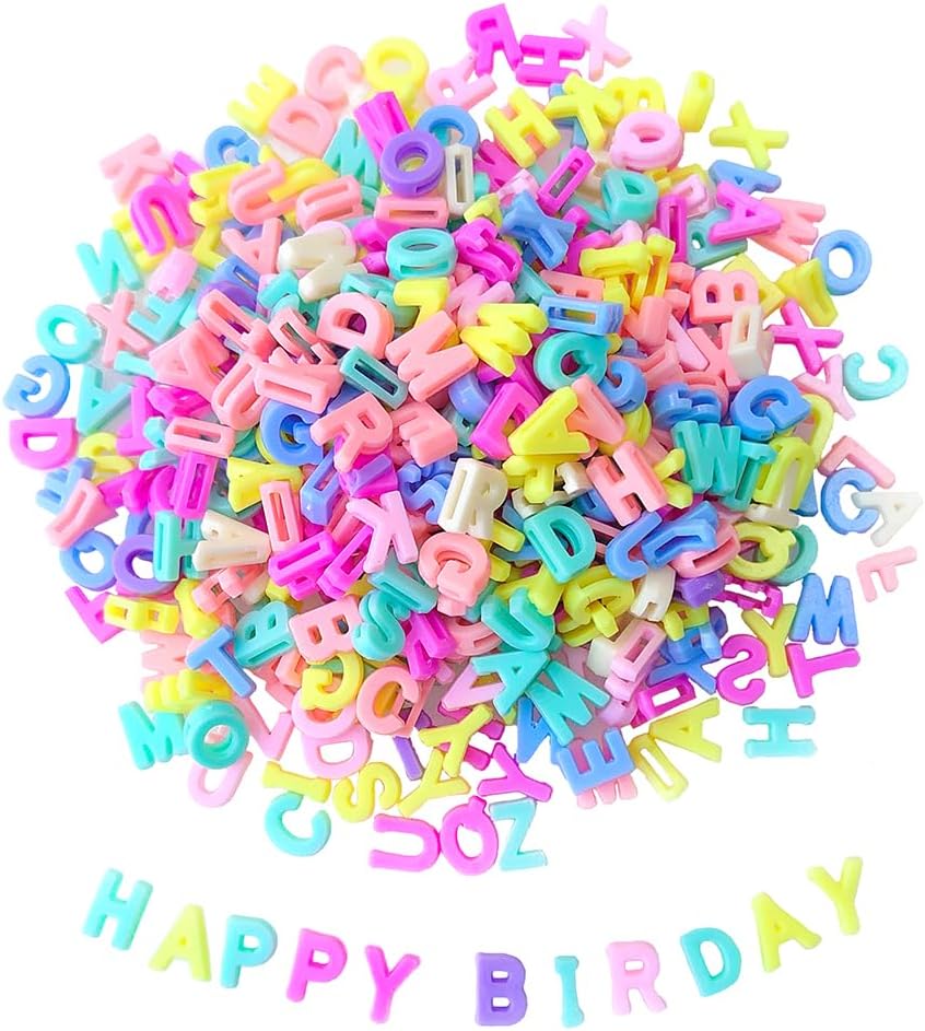 300+ Pieces 9x12mm Big Large Alphabet Letter Beads Charms A-Z Mixed Plastic Shape Loose Bead for Jewelry Making Bracelets Necklaces Key Chains (Classic Solid Colors)