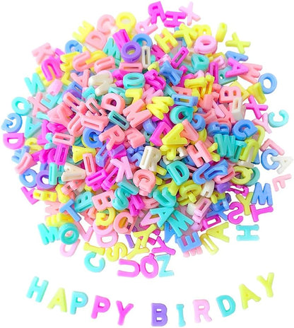 300+ Pieces 9x12mm Big Large Alphabet Letter Beads Charms A-Z Mixed Plastic Shape Loose Bead for Jewelry Making Bracelets Necklaces Key Chains (Classic Solid Colors)