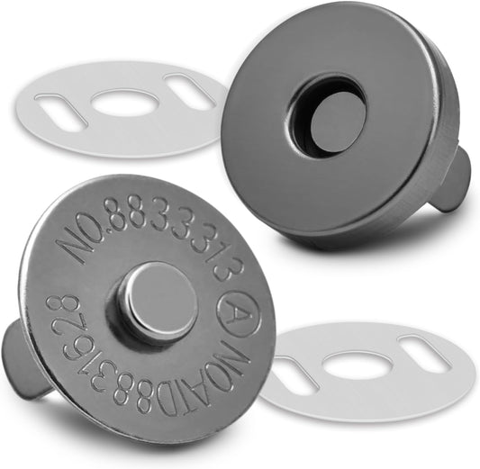 CooBigo 24Sets Magnetic Snaps for Purse Closures 18mm Magnetic Fastener Replacement Kit Magnetic Snaps for Purses and Totes Clothing Bag DIY Craft (Silver)