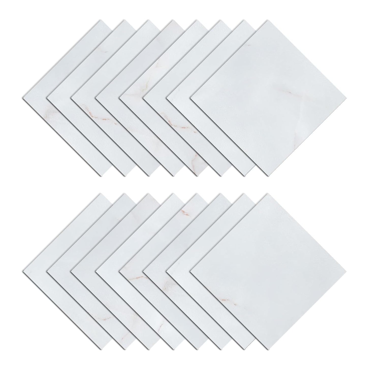 Wallercity White Marble Peel and Stick Vinyl Floor Tiles 6-Pack 12x12 Inches Self Adhesive Waterproof Flooring Planks for Bathroom Kitchen Bedrooms Stick on Floor Tiles Laminate Sheets Vinyl Flooring