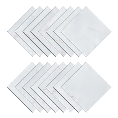 Wallercity White Marble Peel and Stick Vinyl Floor Tiles 6-Pack 12x12 Inches Self Adhesive Waterproof Flooring Planks for Bathroom Kitchen Bedrooms Stick on Floor Tiles Laminate Sheets Vinyl Flooring