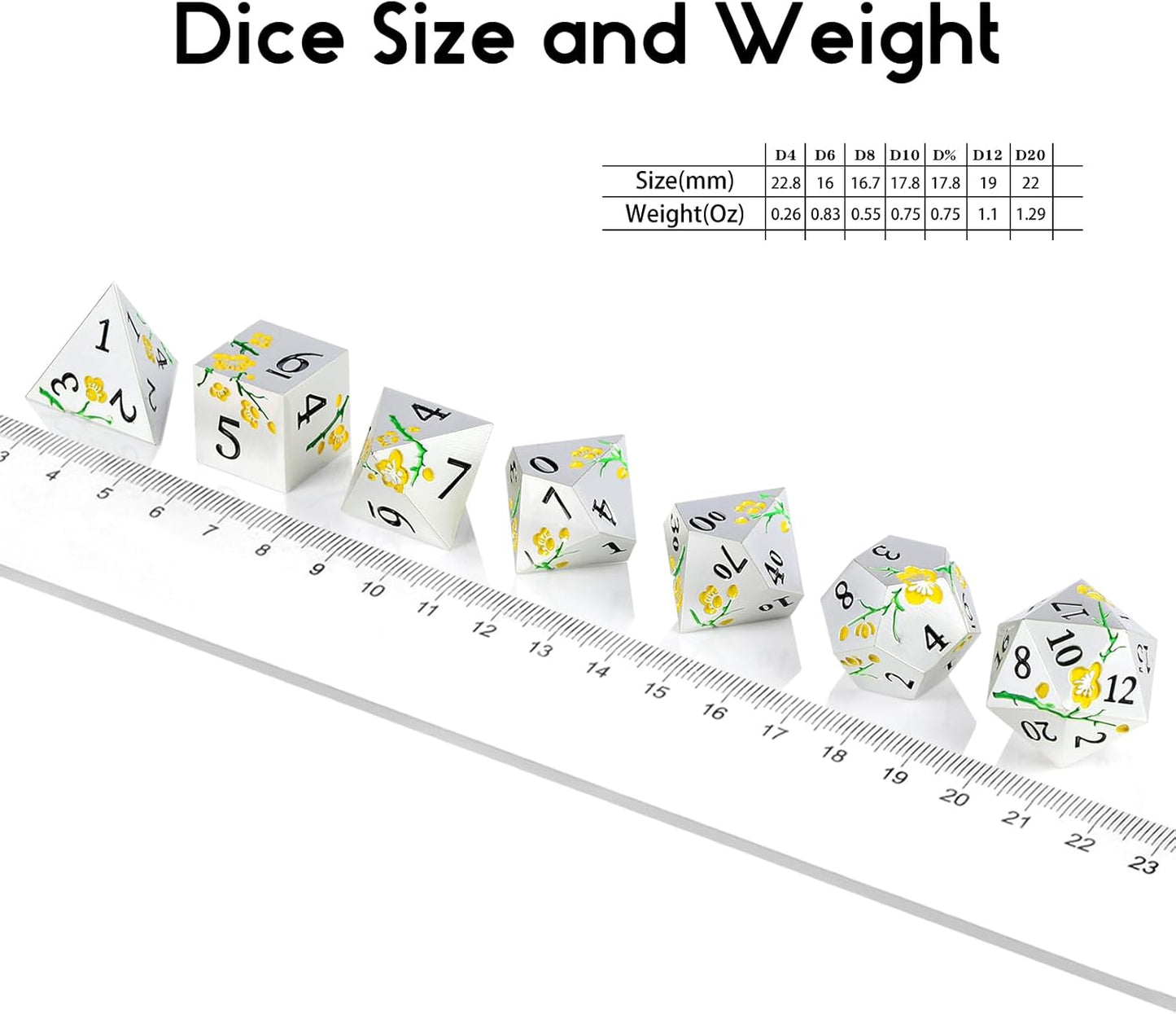 DnDnD Heavy Polyhedral Metal Dice Set with Metal Box, 7-die Shiny Blue Surface with Golden Number for RPG,Dungeons and Dragons,Pathfinder,Shadowrun,D&D,Role Palying Game and Math Teaching - Colors B
