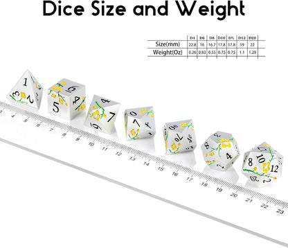 DnDnD Heavy Polyhedral Metal Dice Set with Metal Box, 7-die Shiny Blue Surface with Golden Number for RPG,Dungeons and Dragons,Pathfinder,Shadowrun,D&D,Role Palying Game and Math Teaching - Colors B