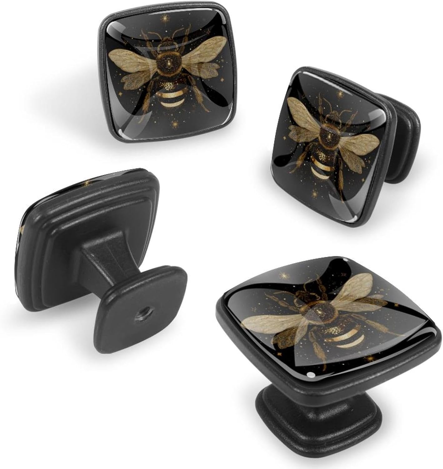 4 Pack Cabinet Knobs Drawer Pulls, 30mm Round ABS Glass Drawer Hardware Growing Purple Butterflies Cabinet Handles with Screws for Dressers Kitchens Cupboard