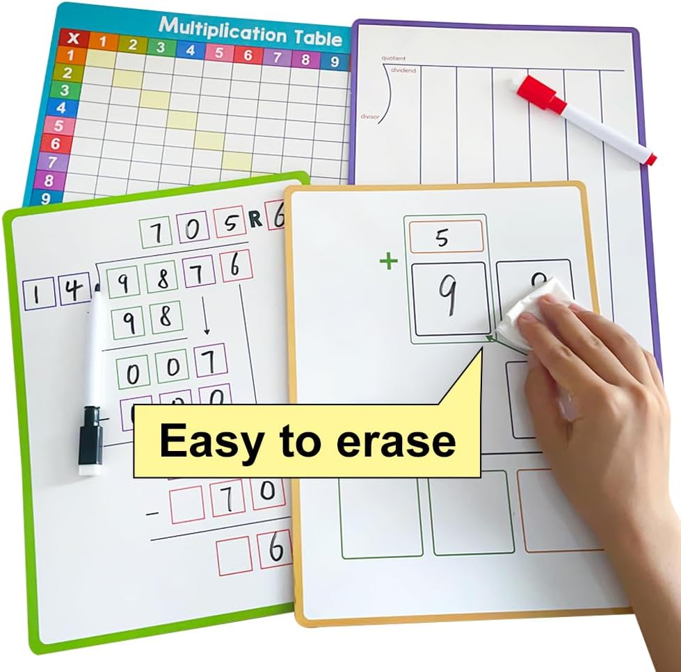 Lachilly Double Sided Dry Erase Handwriting Practice Boards Fractions Learning Place Value from Billions to Decimal Numbers Math Grid Manipulative Lapboard for Students