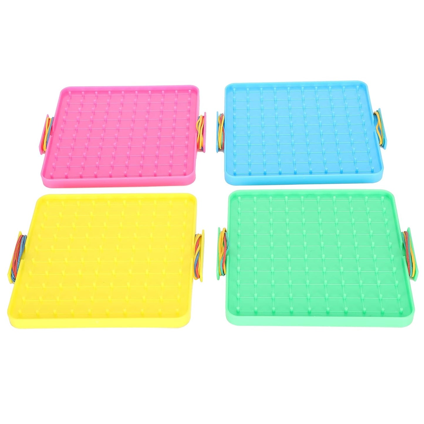 HEEPDD 4Pcs Nail Board Toy, Rubber Band Pegboard Set for Kids Educational Math Learning, with Round Smooth Corners and Durable Plastic, Fun Teaching Aids for Classroom or Home