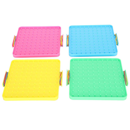 Yosoo 4Pcs Nail Board Toy Pegboard Teaching Aids Math Learning Tool with Rubber Bands for Kids Educational Toys Classroom Homeschool