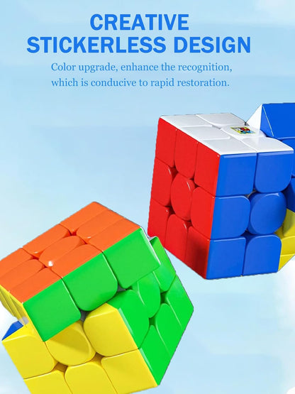 CFMOUR Speed Cube 3x3x3 - Moyu Meilong 3C, Stickerless Magic Cube 3x3, Fast Smooth Turning Vivid Colour 3D Puzzle Brain Toy Travel Games, Turns Quicker Than Original