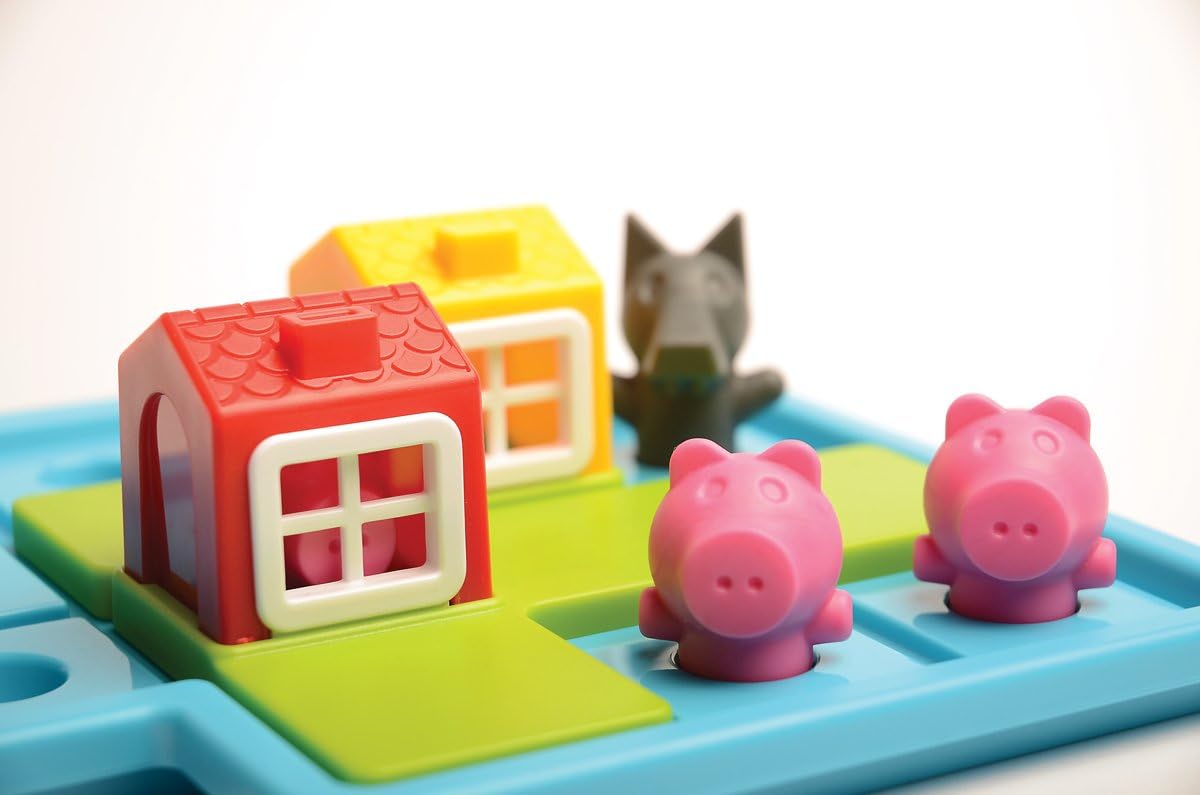 SmartGames Three Little Piggies – Preschool Logic Puzzle Game with 48 Challenges and Storybook – Educational Fairy Tale Puzzle for Kids Ages 3+ to Develop Spatial Reasoning and Problem-Solving Skills