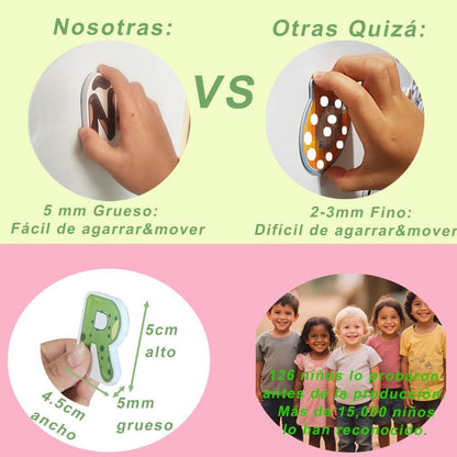 Spanish Magnetic Letters and Animals, Fridge Magnets for Toddlers, Animales y Abecedario para Niños en Español,