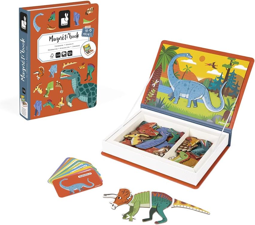 Janod MagnetiBook 41 pc Magnetic Animal Mix and Match Game - Creative Play - Enhances Motor Skills - Develops Dexterity and Coordination - Easy Storage, Educational, Safe